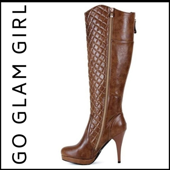 Glam Girl Fashion Shoes - NWT Quilted Diagonal Zip Vegan Leather Knee Boot